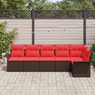 vidaXL Tuin Sofa Set 6 st Bruin poly rattan vidaXL Tuin Sofa Set 6 st Bruin poly rattan