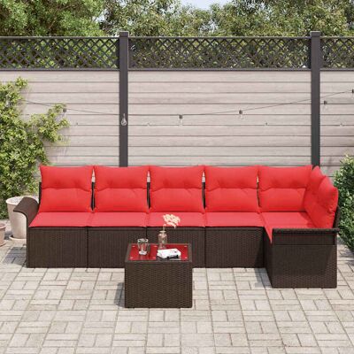 vidaXL Tuin Sofa Set 7 st Bruin poly rattan vidaXL Tuin Sofa Set 7 st Bruin poly rattan