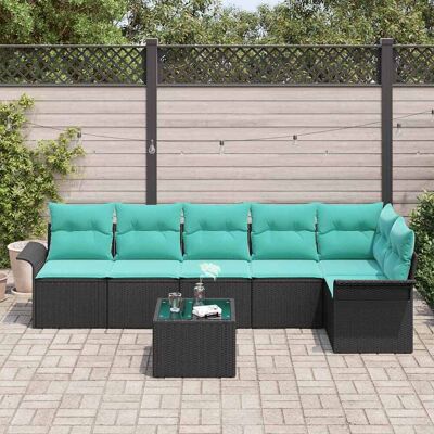 vidaXL Tuin Sofa Set 7 st Zwart poly rattan vidaXL Tuin Sofa Set 7 st Zwart poly rattan
