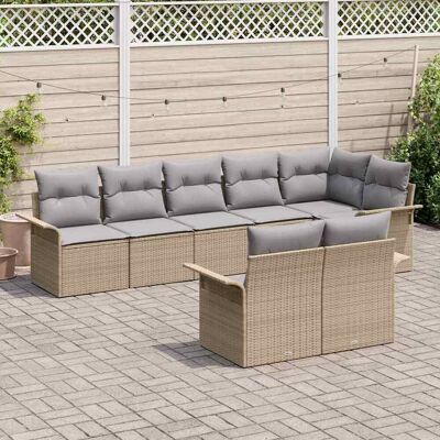 Beige Tuinbankset - 8-delig Rattanset voor Buiten Beige Tuinbankset - 8-delig Rattanset voor Buiten