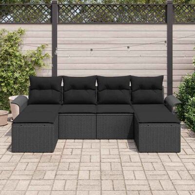 vidaXL Tuinbankset 6-delig Zwart Synthetisch Rattan vidaXL Tuinbankset 6-delig Zwart Synthetisch Rattan