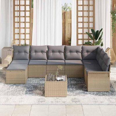Vidaxl - Tuinbank Set 9 Stuks met Polyester Rotan Zwart Vidaxl - Tuinbank Set 9 Stuks met Polyester Rotan Zwart