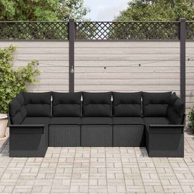 Vidaxl Tuinbank Set - 7-Delig Zwart Rattan Vidaxl Tuinbank Set - 7-Delig Zwart Rattan