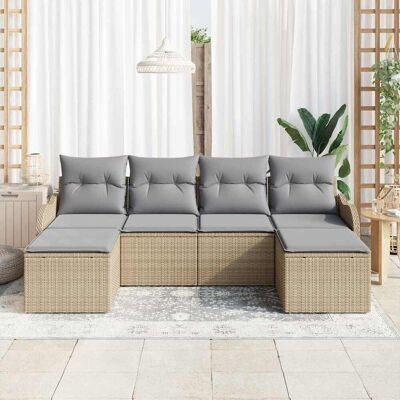 vidaXL Tuin Sofa Set met kussen 6 pcs Beige Poly riet vidaXL Tuin Sofa Set met kussen 6 pcs Beige Poly riet