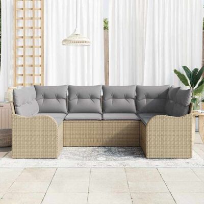vidaXL Tuin Sofa Set met kussen 6 pcs Beige Poly riet vidaXL Tuin Sofa Set met kussen 6 pcs Beige Poly riet
