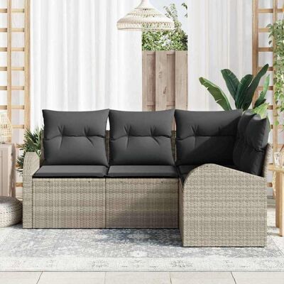 Vidaxl Tuinbanken Set - 4-delig Modern Rattan Grijs Vidaxl Tuinbanken Set - 4-delig Modern Rattan Grijs