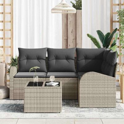 Vidaxl Bankstel 5 Stuks Grijs Polyrotan - Sofa Set Vidaxl Bankstel 5 Stuks Grijs Polyrotan - Sofa Set
