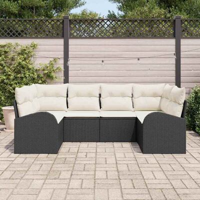 Vidaxl Tuinbank Set 6-delig Zwart Synthetisch Rattan Vidaxl Tuinbank Set 6-delig Zwart Synthetisch Rattan