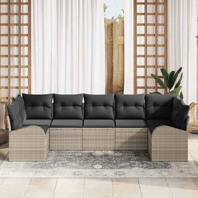 Merk - Tuinbankset - 7-delig Grijs Poly Rattan Buitenmeubilair Merk - Tuinbankset - 7-delig Grijs Poly Rattan Buitenmeubilair