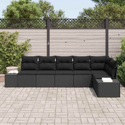 Vidaxl Tuinbank Set 6-delig Zwart Poliratán Modern Rectangel Vidaxl Tuinbank Set 6-delig Zwart Poliratán Modern Rectangel