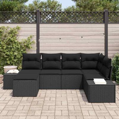 Vidaxl Tuinbankenset - Modern Stijlvol 6-delig Zwart Poly-rattan Vidaxl Tuinbankenset - Modern Stijlvol 6-delig Zwart Poly-rattan