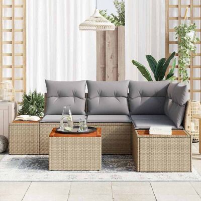 vidaXL Tuin Lounge Set 5-delig Beige Poliratán vidaXL Tuin Lounge Set 5-delig Beige Poliratán