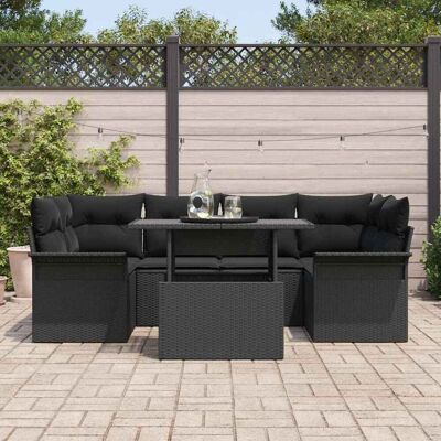 Vidaxl Tuinbank Set - Zwart Rattan 7-delig Modern Buitenmeubel Vidaxl Tuinbank Set - Zwart Rattan 7-delig Modern Buitenmeubel