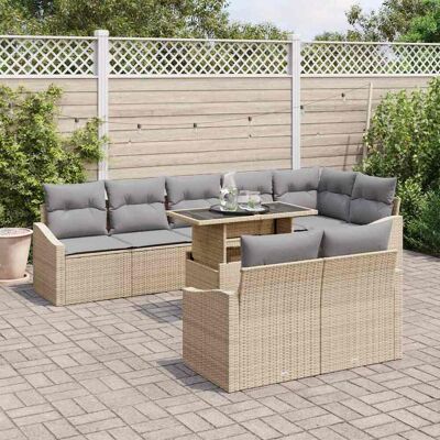 VidaXL Tuinbank Set - 9-delige Beige Rattan Tuinmeubelset VidaXL Tuinbank Set - 9-delige Beige Rattan Tuinmeubelset