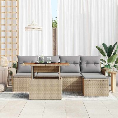 Beige Tuin Eethoek - Modernere UV-Resistente Rattan voor 5 Personen Beige Tuin Eethoek - Modernere UV-Resistente Rattan voor 5 Personen