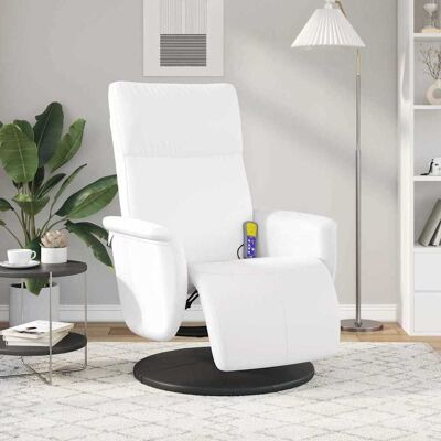 vidaXL Massage Recliner Stoel Wit 71 x 90 x 105 cm Nep Leer vidaXL Massage Recliner Stoel Wit 71 x 90 x 105 cm Nep Leer