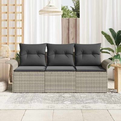 VidaXL Tuinbank Set 3 Stuks Lichtgrijs Poly-rattan VidaXL Tuinbank Set 3 Stuks Lichtgrijs Poly-rattan