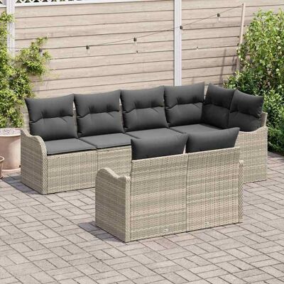 vidaXL Tuin Sofa Set 7 st Lichtgrijs Poly riet vidaXL Tuin Sofa Set 7 st Lichtgrijs Poly riet