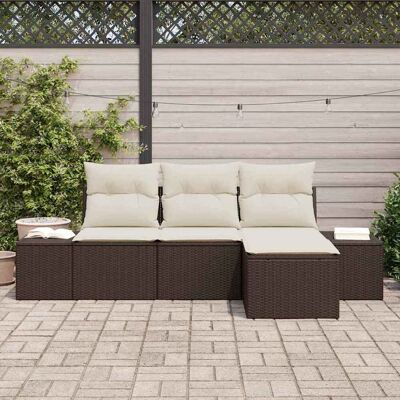 VidaXL Tuinbankset - Modulaire 4-delig Bruin & Wit VidaXL Tuinbankset - Modulaire 4-delig Bruin & Wit