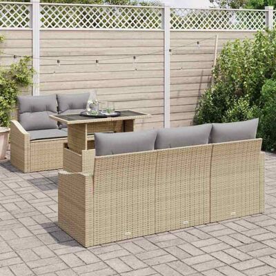 VidaXL Tuinbankset - Beige Rattan 6-delig VidaXL Tuinbankset - Beige Rattan 6-delig