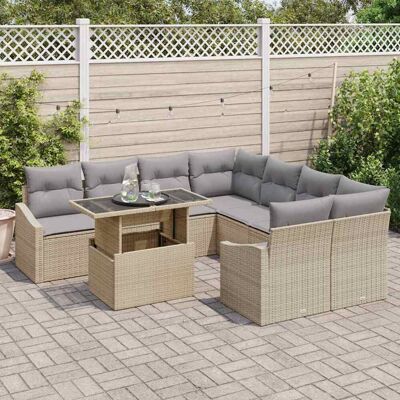vidaXL Tuin Sofa Set 9 st Beige poly rattan vidaXL Tuin Sofa Set 9 st Beige poly rattan