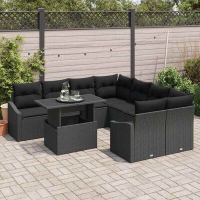 vidaXL Tuin Sofa Set 9 st Zwart poly rattan vidaXL Tuin Sofa Set 9 st Zwart poly rattan