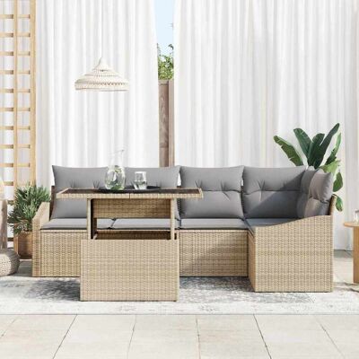 Beige Tuin Lounge Set - 6-delig tuinmeubel Beige Tuin Lounge Set - 6-delig tuinmeubel