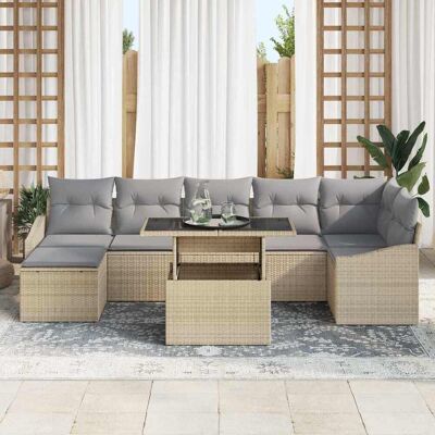 Beige Tuinbankenset - 8-delig Modern Buitenmeubilair Beige Tuinbankenset - 8-delig Modern Buitenmeubilair
