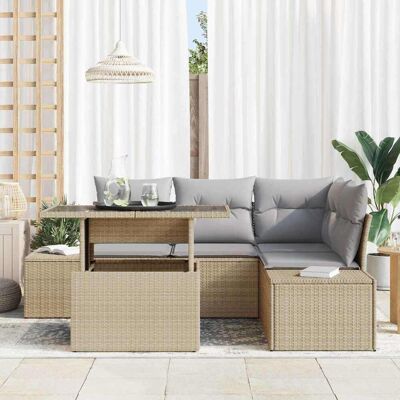 vidaXL Tuin Sofa Set 5 st Beige poly rattan vidaXL Tuin Sofa Set 5 st Beige poly rattan