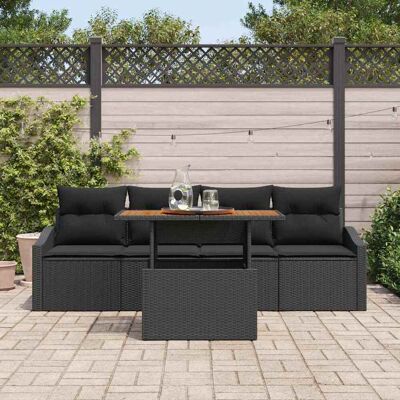 VidaXL Tuinbank Set - Zwart Polyrattan - Buitenmeubilair VidaXL Tuinbank Set - Zwart Polyrattan - Buitenmeubilair