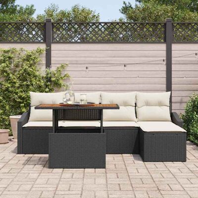 Tuinsofa Set - 6 Stuks - Zwart - Buiten Meubelset Tuinsofa Set - 6 Stuks - Zwart - Buiten Meubelset
