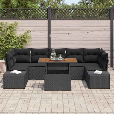 Vidaxl Tuinbank Set 8 Stuks Zwart Rattan - Tuinmeubilair Vidaxl Tuinbank Set 8 Stuks Zwart Rattan - Tuinmeubilair