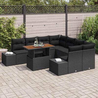 Zwart 9-delig Tuinbankenset - Tuinmeubilair Buiten Zwart 9-delig Tuinbankenset - Tuinmeubilair Buiten