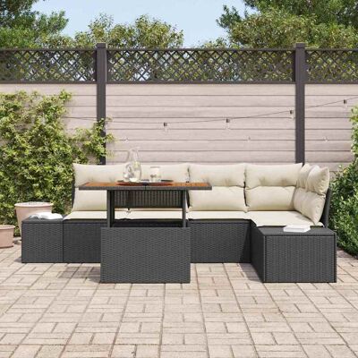 Zwart Tuinbank Set 6 Stuks - Outdoor Meubel Zwart Tuinbank Set 6 Stuks - Outdoor Meubel