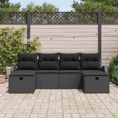 UNKNOWN - Garden Sofa 6pc - Zwart - Natuurlijk Rotan - Outdoor Sofa Set UNKNOWN - Garden Sofa 6pc - Zwart - Natuurlijk Rotan - Outdoor Sofa Set