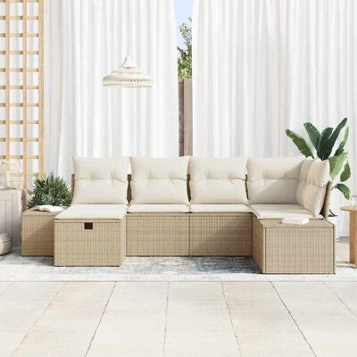 VidaXL 6-delig Tuin Sofa Set Beige Rotan VidaXL 6-delig Tuin Sofa Set Beige Rotan