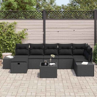 VidaXL - 8-Piece Tuinset - Zwart - Polyrotan VidaXL - 8-Piece Tuinset - Zwart - Polyrotan