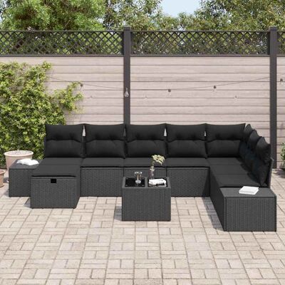vidaXL - 9-Stuks Tuinbanken Set - Zwart vidaXL - 9-Stuks Tuinbanken Set - Zwart