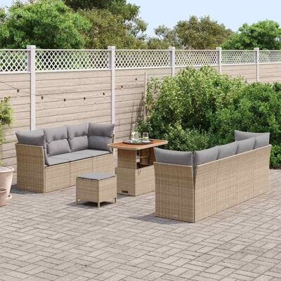 vidaXL Tuin Sofa Set met kussen met opslag 10 pcs beige en lichtgrijs vidaXL Tuin Sofa Set met kussen met opslag 10 pcs beige en lichtgrijs