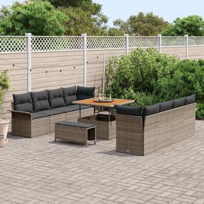vidaXL Tuin Sofa Set met kussen met opslag Grijs 100 x 100 x 71 cm vidaXL Tuin Sofa Set met kussen met opslag Grijs 100 x 100 x 71 cm