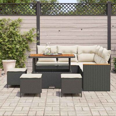 vidaXL Tuin Sofa Set met kussen met opslag Zwart Poly riet vidaXL Tuin Sofa Set met kussen met opslag Zwart Poly riet