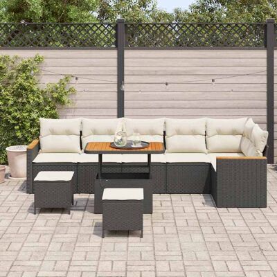 vidaXL Tuin Sofa Set met kussen met opslag Zwart Poly riet vidaXL Tuin Sofa Set met kussen met opslag Zwart Poly riet