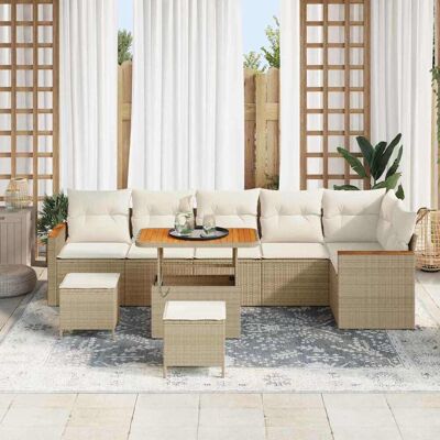 vidaXL Tuin Sofa Set met kussen met opslag Beige Poly riet vidaXL Tuin Sofa Set met kussen met opslag Beige Poly riet