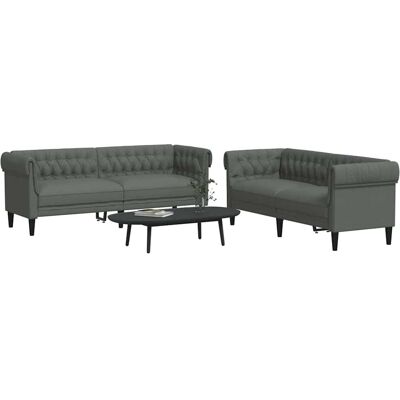 vidaXL Woonkamer Bank 2 st Donkergrijs Stof vidaXL Woonkamer Bank 2 st Donkergrijs Stof