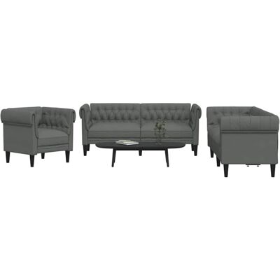 vidaXL Woonkamer Bank 3 st Donkergrijs Stof vidaXL Woonkamer Bank 3 st Donkergrijs Stof