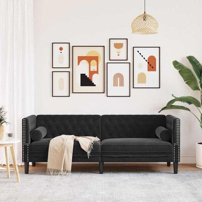 vidaXL Bank Zwart 194 x 74,5 x 70,5 cm Fluweel vidaXL Bank Zwart 194 x 74,5 x 70,5 cm Fluweel