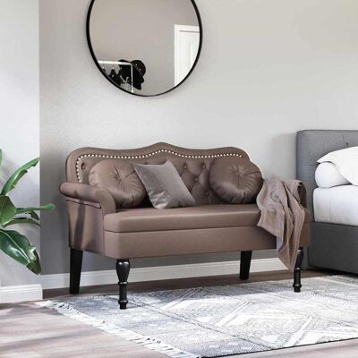 vidaXL Chesterfield Bank met kussen Bruin 120,5 x 65 x 75 cm Nep Leer vidaXL Chesterfield Bank met kussen Bruin 120,5 x 65 x 75 cm Nep Leer
