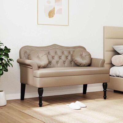 vidaXL Chesterfield Bank Cappuccino 120,5 x 65 x 75 cm Nep Leer vidaXL Chesterfield Bank Cappuccino 120,5 x 65 x 75 cm Nep Leer