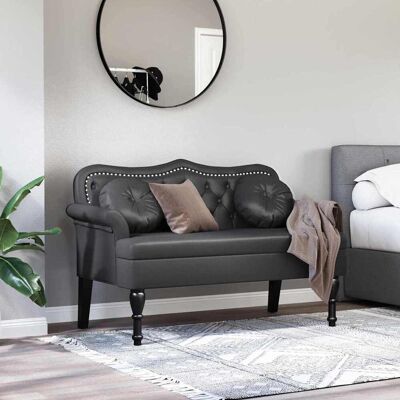 vidaXL Chesterfield Bank met kussen Zwart 120,5 x 65 x 75 cm Nep Leer vidaXL Chesterfield Bank met kussen Zwart 120,5 x 65 x 75 cm Nep Leer