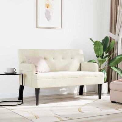 vidaXL Chesterfield Bank Crème 112 x 65,5 x 75 cm Fluweel vidaXL Chesterfield Bank Crème 112 x 65,5 x 75 cm Fluweel